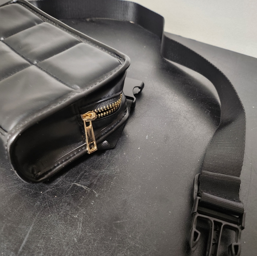 Amanda Uprichard New York Faux Leather Black Quilted Belt Bag Crossbody Purse